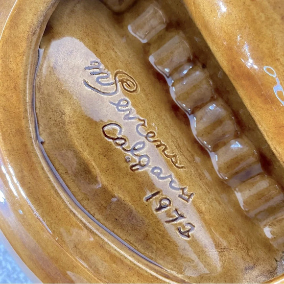 Vintage 1972 MSevrens Canada MCM Ceramic Pottery Art Ashtray Trinket Dish - Picture 9 of 15